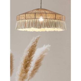 日式 复古灯具 奶油风麻绳吊灯侘寂风客厅餐厅卧室主灯波西米亚风格