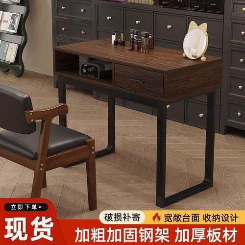 升级夹灯孔美式复古美甲桌单双人美甲台