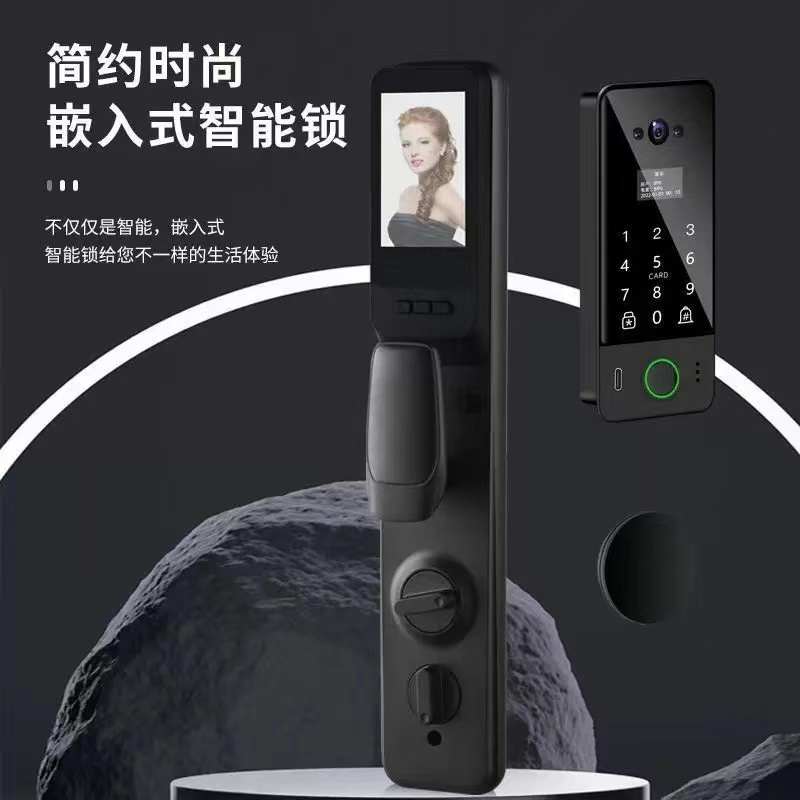 全自动3D人脸指纹锁家用防盗门电子门锁猫眼嵌入式密码锁入户锁