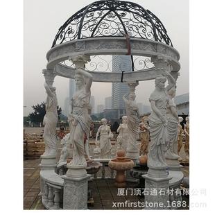 石雕凉园亭林户外石亭HSK;656 石材长廊公园别中庭院栏杆六角 子式