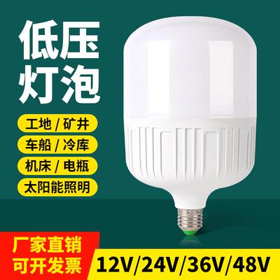 低压LED灯泡12v24v36v48v伏E27螺口交直流工地矿井电瓶夜市节能灯