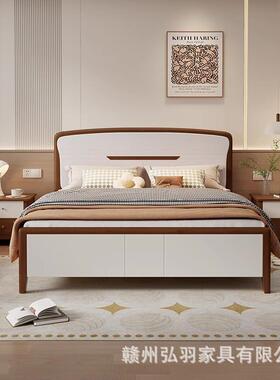 木床简约大床现实代lc-F01#白5色轻奢静音1.8米杏色1.米款双人主