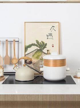 侘寂风台面摆件厨房样板房间道具汤锅托盘软装饰品调味罐展厅陈设