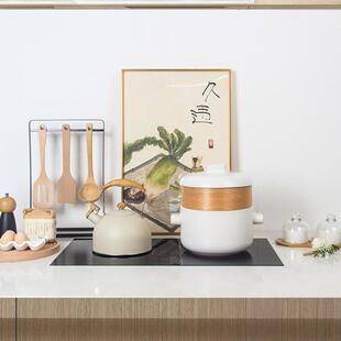 侘寂风台面摆件厨房样板房间道具汤锅托盘软装 饰品调味罐展厅陈设