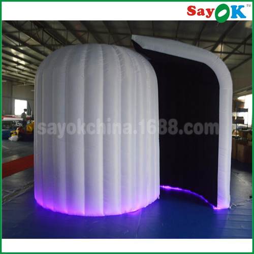 电商热销便携式充气广场照相亭 婚礼照片展位 LED白色充气摄影亭