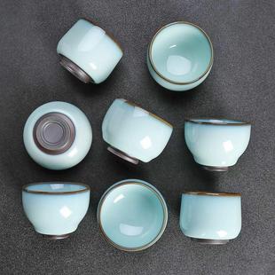 钧窑官窑茶杯铁胎主人杯开片可养大品茗杯窑变陶瓷手拉单杯茶具盏