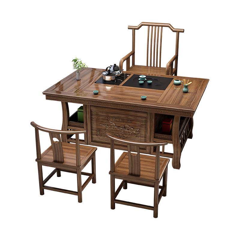 新中式实木茶桌椅组合办公室家用功夫茶几一体禅意小型阳台泡茶台