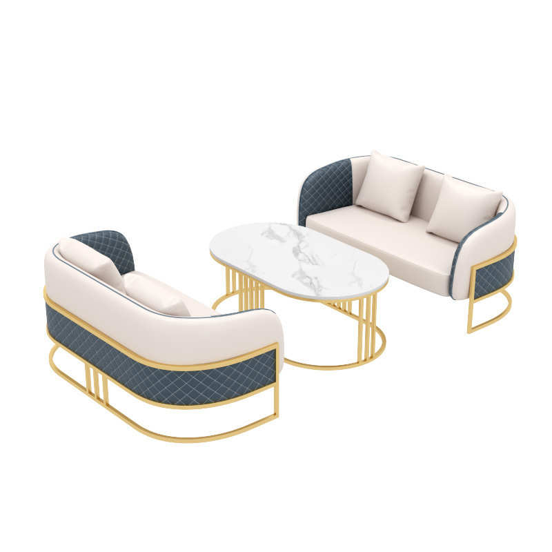 轻奢美容院沙发酒店休息区接待桌椅等候会客室售楼处洽谈桌椅组合