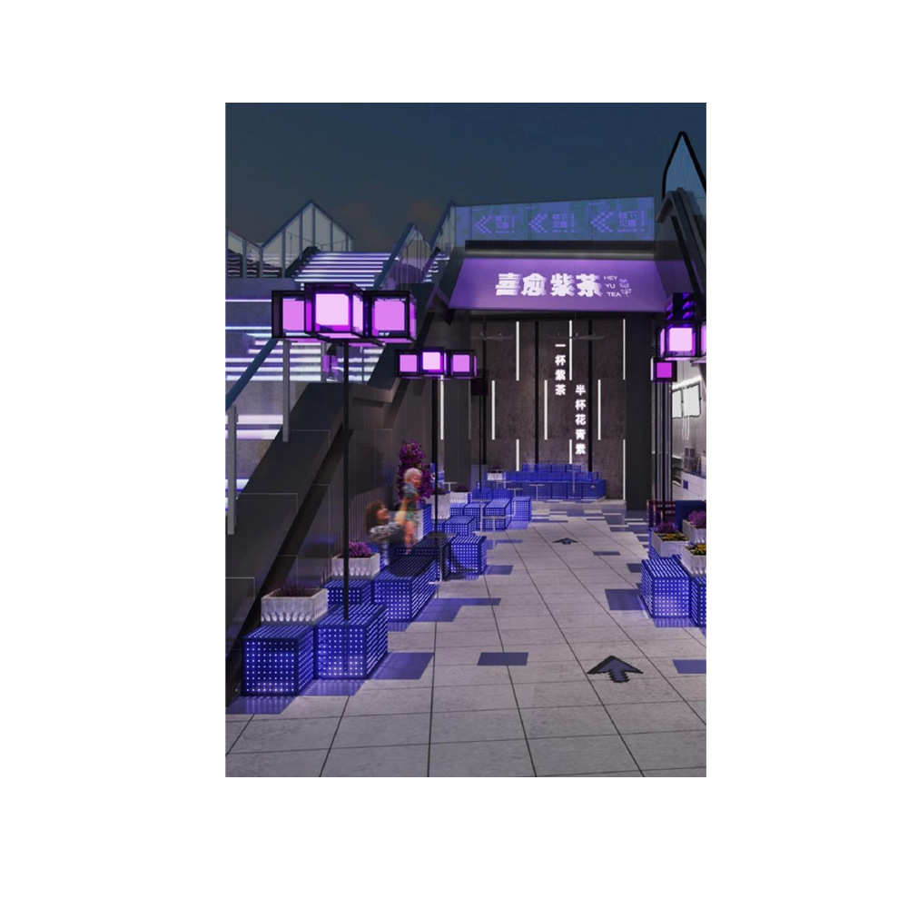 新紫色力中式灯庭院亚克茶店新型灯罩公园景区流奶咖啡店潮款方形