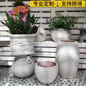 特惠户外园程落地花盆艺工造景真石花器真石花盆家面用节水白色花