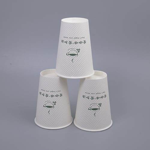 新华厂家直销加厚玉米粒颗粒纸杯380ml压纹纸杯咖啡杯