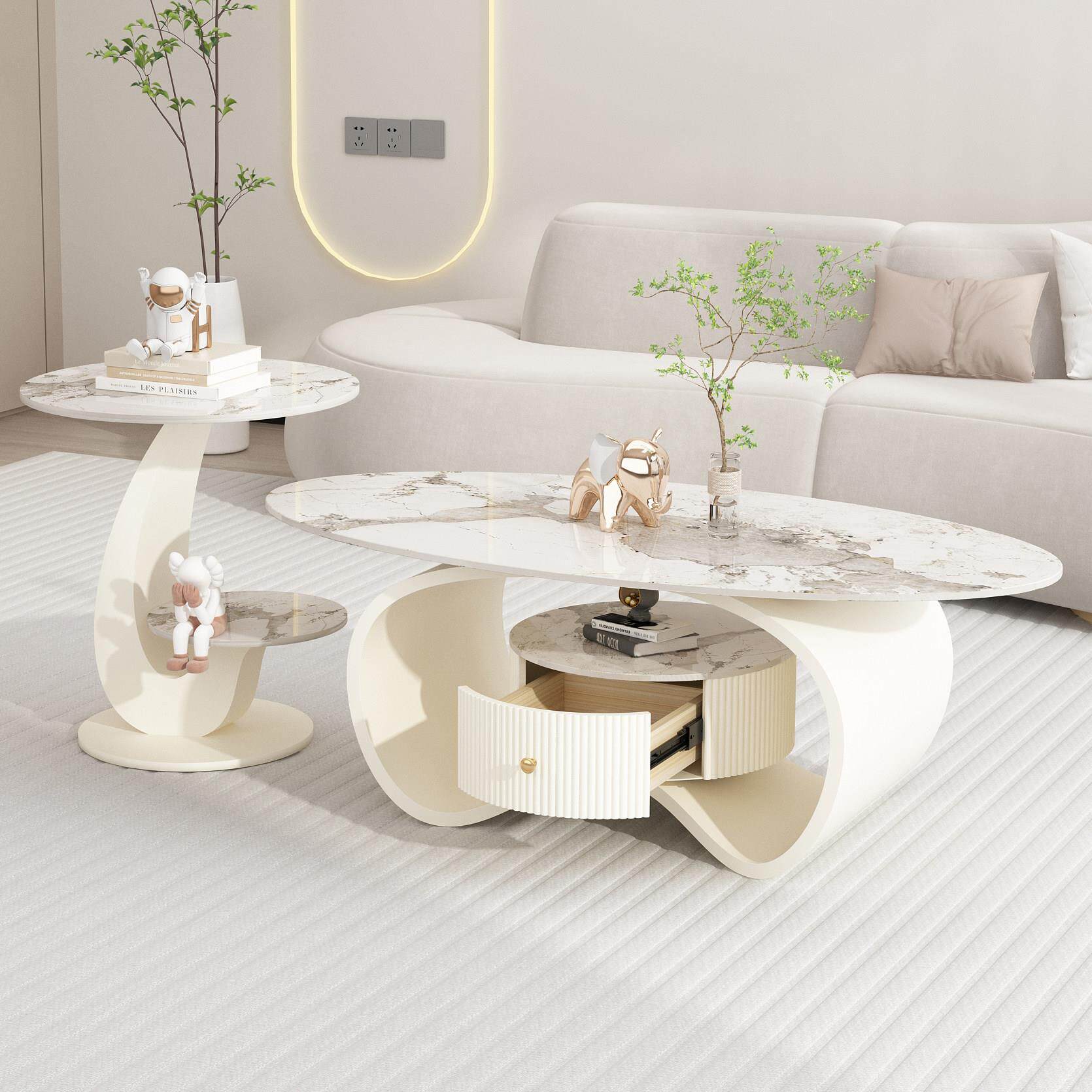 2025新款家用客厅沙发茶边几组合时尚轻奢简约茶几现代高级茶几