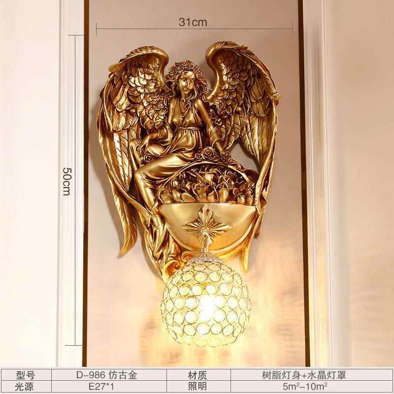欧式复古天使客厅玄关装饰壁灯餐厅门前灯简欧过道走廊卧室床头灯