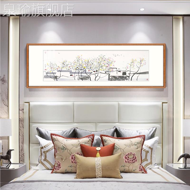 网红吴江冠店挂中房南床水乡卧室画酒民宿装饰画中式客厅头书水墨图片