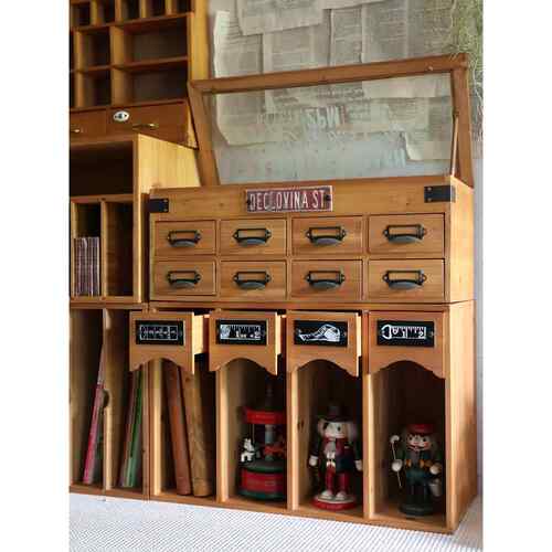 叁杉家居创意拱门抽屉式A5书架实木质儿童桌面绘本复古收纳置物架