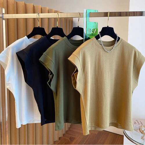 Korean Style Design Sense Niche Sleeveless T-Shirt Short