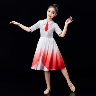 高档童大合唱演服中服小学生爱国表演服女童万疆舞出蹈红歌比赛儿