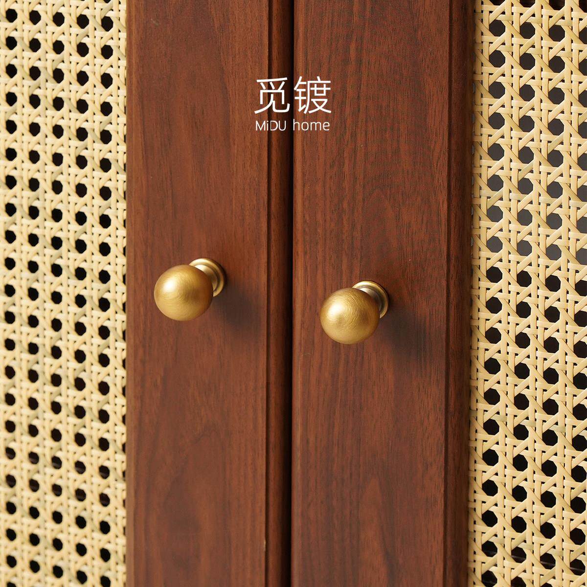 法式中古风黄铜拉手衣柜门整体橱柜抽屉古铜色复古简约美式圆球小