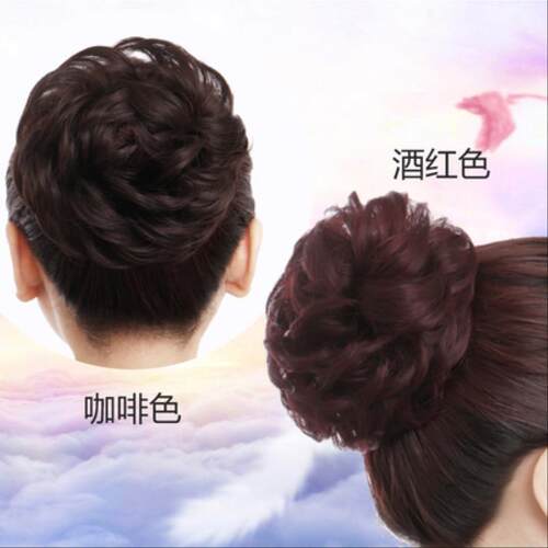 正品全真发半丸子头发头盘女发器花假苞头蓬松卷发圈饰发髻假发发