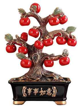 新中式开业乔迁新居送礼品事事如意柿子树摆件玄关酒柜电视柜装饰