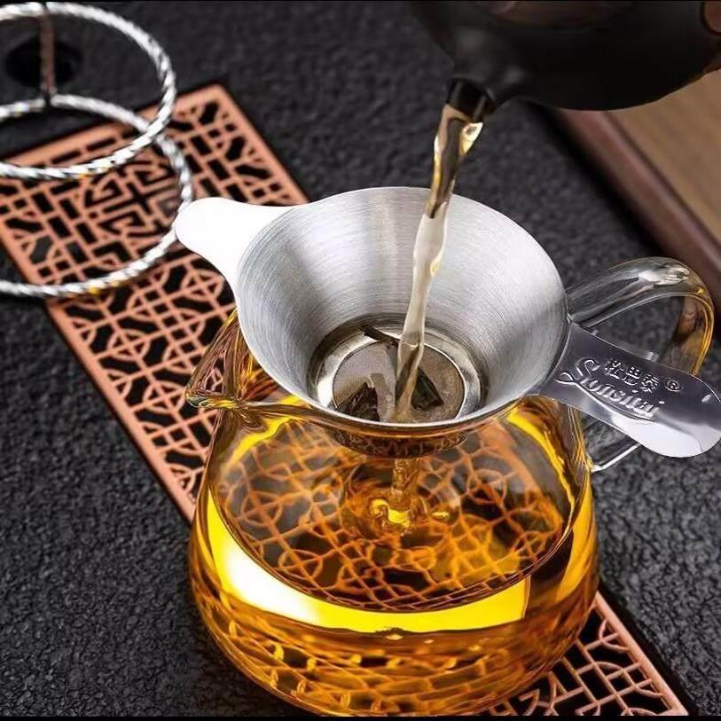玻璃茶水公道杯304不锈钢茶漏过滤套装泡茶工具过滤网茶具配件分