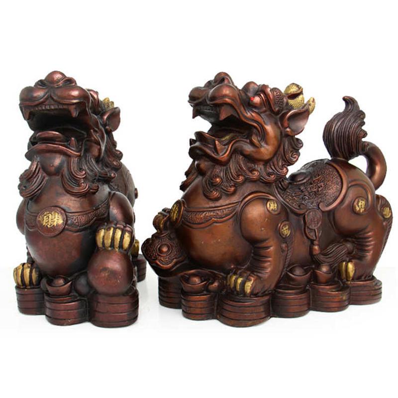 金钱紫铜摆件麒麟铜器 一对黄纯工艺品家居饰品客厅貔貅黄铜