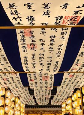 新款饰室内书法天幕吊顶挂布板网红餐厅花GLR氛围装户外中式背景