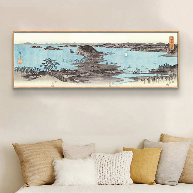 日式原木风格富士山挂画浮世绘餐厅客厅装饰画和风日料店壁画