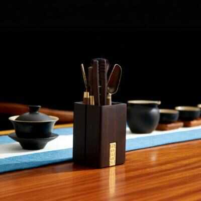 黑檀实木茶道六君子套装家用茶筒功夫茶具配件茶夹茶勺养壶笔摆件