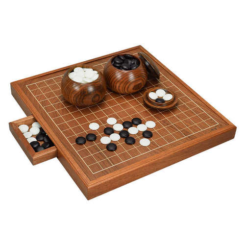 御圣五子棋套装15路实木MDF大棋盘儿童学生成人黑白五指棋子包邮