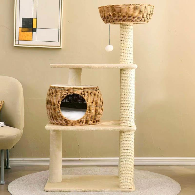 高档日本设计 蒲藤编猫爬一猫窝猫草树体大架型猫架子夏天木舍猫