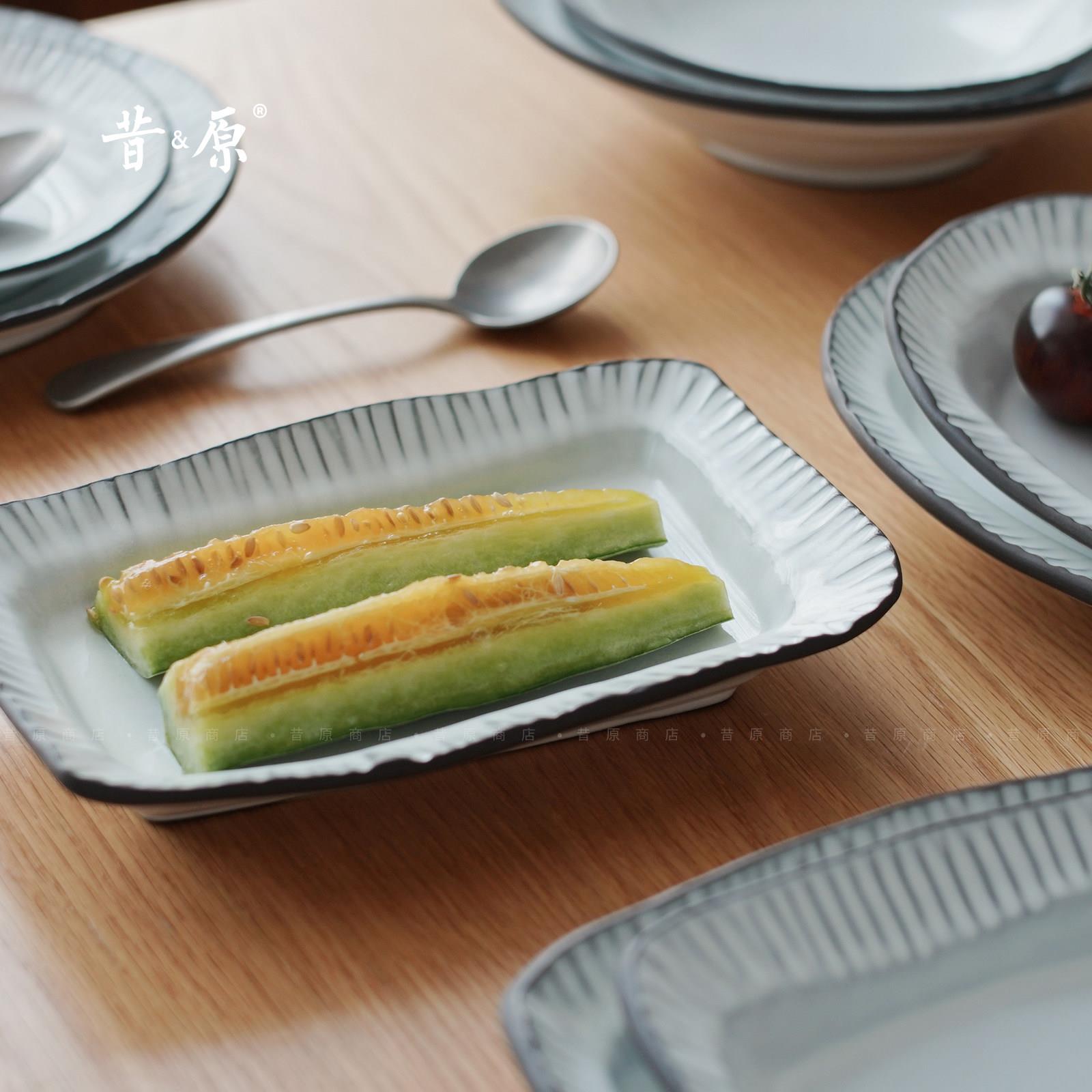 昔原 素描 复古艺术感餐具 厚实手感不规则中式碗盘 家用餐盘方盘
