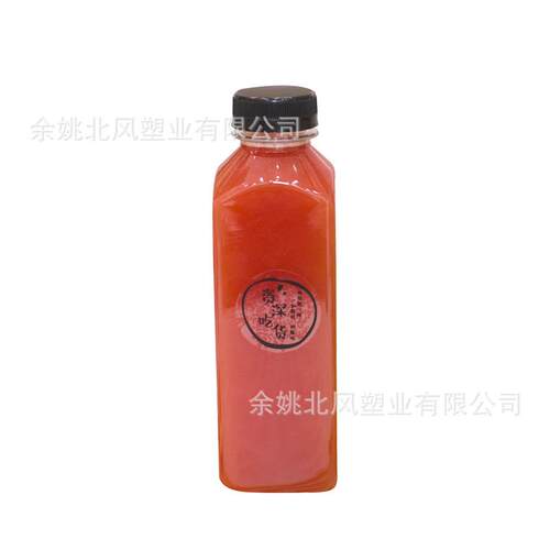 pet高透食品级塑料方形瓶250ml350ml500ml一次性果汁瓶奶茶打包杯