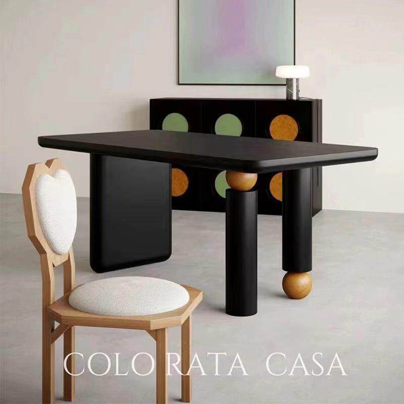 北欧实木极简设计师家用餐桌饭桌长方形简约书桌创意咖啡办公桌