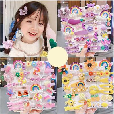 14PCS Girls Sweet Hair Clip Rainbow Fruit Cute Cartoon Hair