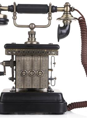 派拉蒙电话机旋转拨号座机摆件金属商务复古办公桌模型摄影道具