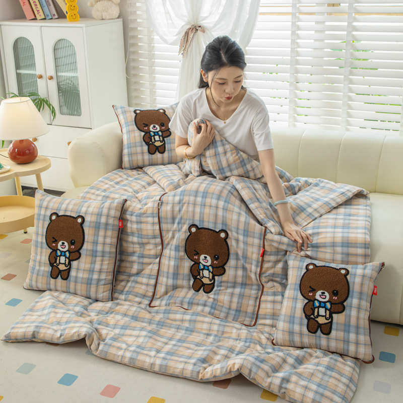 四季通用全棉卡通印花水洗棉抱枕被二合一办公室车载靠垫午睡被子,居家布艺,靠垫/抱枕,淘宝优惠券,粉丝福利购,淘宝优惠卷