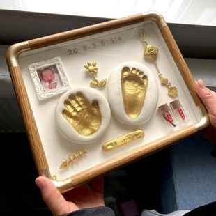 宝宝手足印泥手脚印永久胎毛纪念品自制diy新生婴儿满月百天礼物