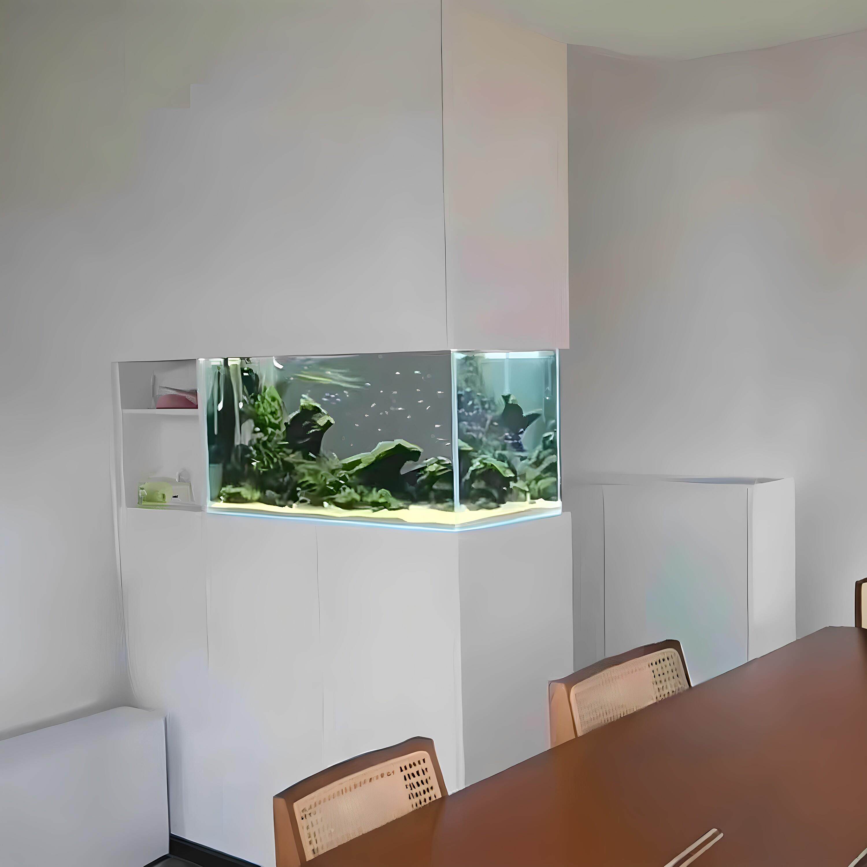 客厅镶嵌底滤龙鱼缸定制嵌入式鱼缸屏风缸水族箱超白玻璃缸溪流缸