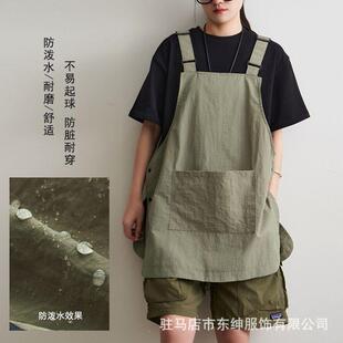 防泼水双面理发师咖啡店餐饮罩衣围裙家用厨房工作服防污印字男女