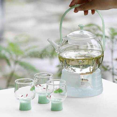 宜物宜心2024年新款玻璃煮茶壶烧水泡茶壶家用提梁壶耐高温煮茶壶
