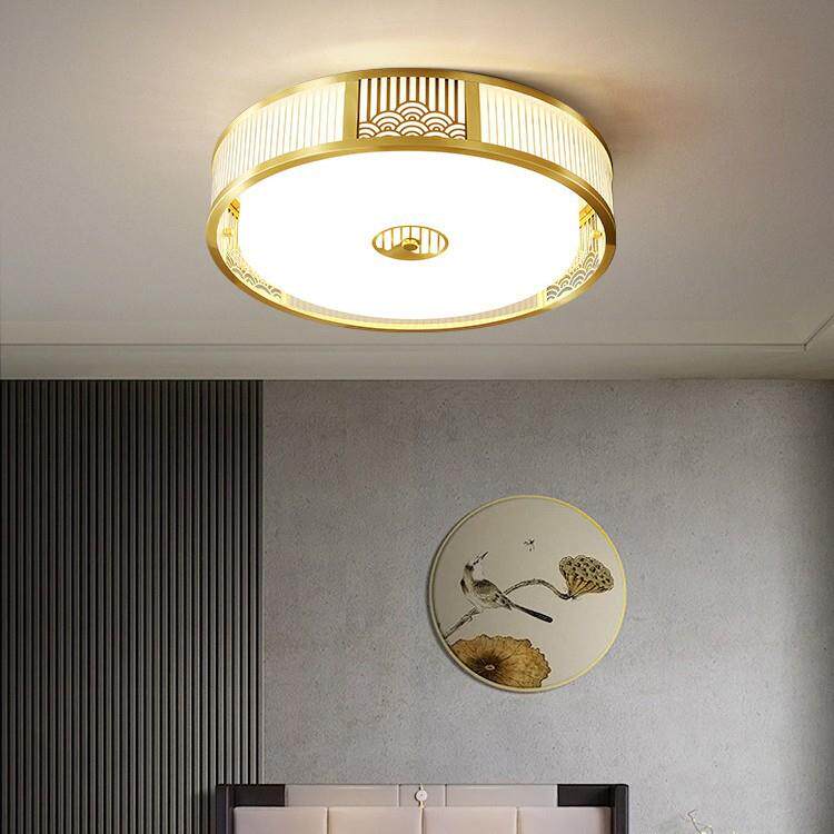 新中式全铜吸顶灯正方形led客厅餐厅书房卧室茶室中国风创意灯具