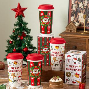 Christmas gift ceramic mug household water cup圣诞马克杯家用