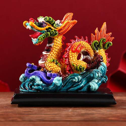 Chinese style souvenir dragon and lion porcelain Crafts gift