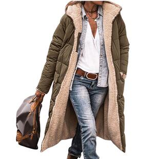 long sleeved double Hooded thick jacket sided coat cotton