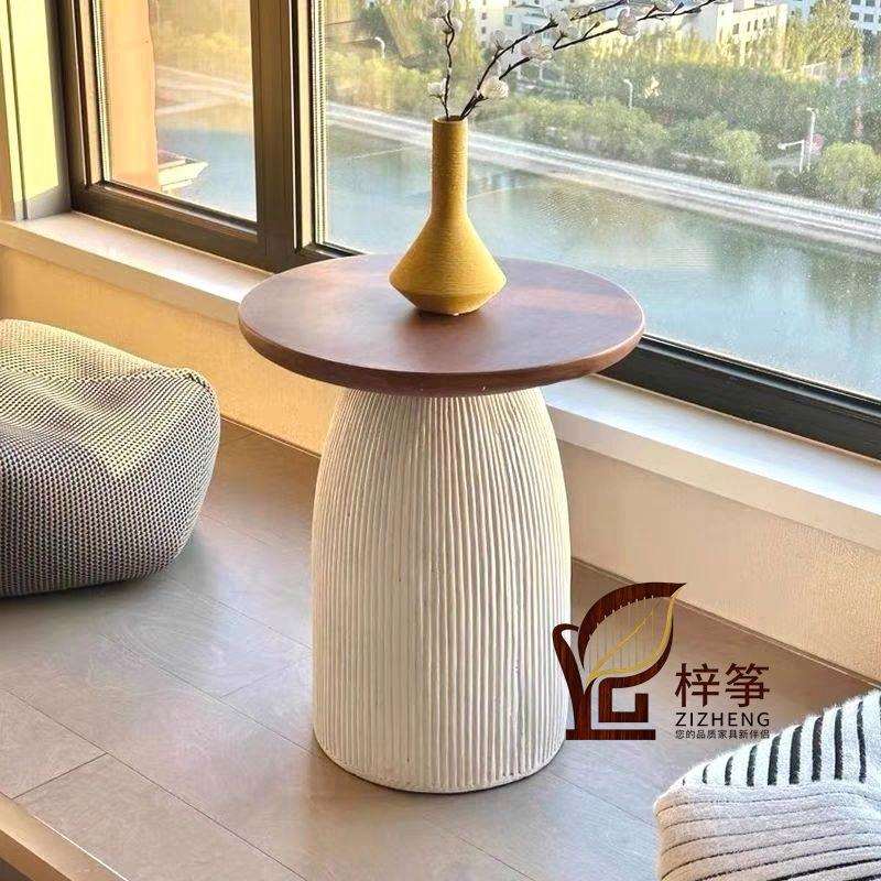 北欧简约客厅阳台圆形边桌沙发边几角几茶几民宿咖啡店美式小桌子