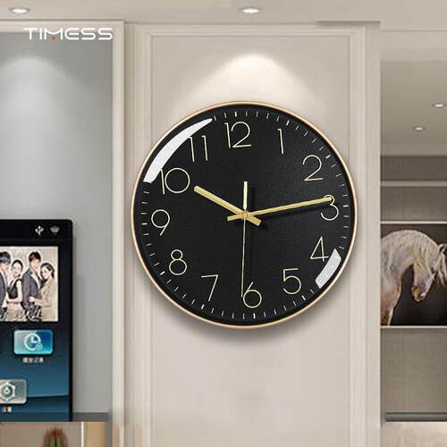 简约家用静音打孔圆形挂钟客免厅轻奢电挂P30子石英钟自墙动对时