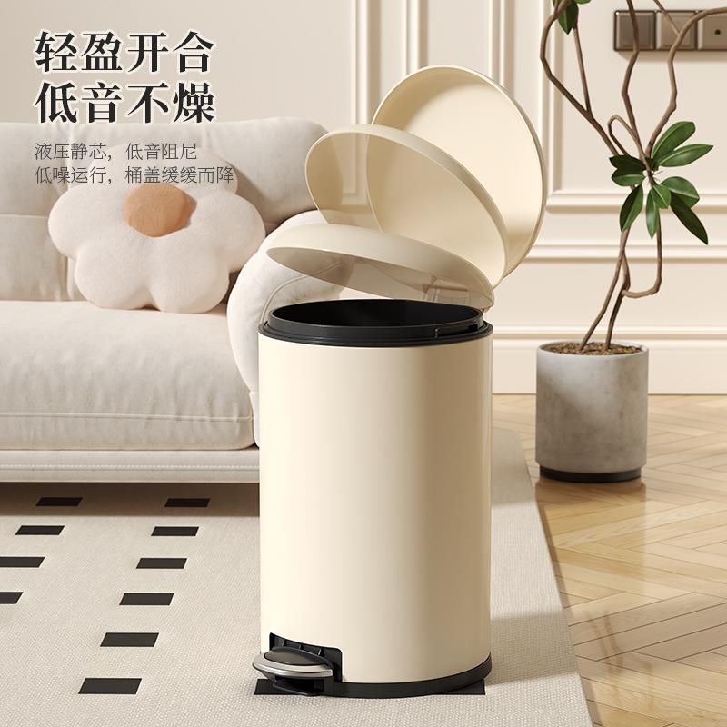 双盖艺垃圾桶轻奢油风不锈垃圾钢桶家用脚踏式带客厅奶厨房垃TG24