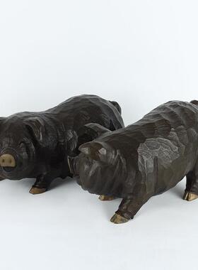 纯黄铜一对猪摆件可爱生肖猪铜猪中式家居桌面工艺品装饰摆件礼品