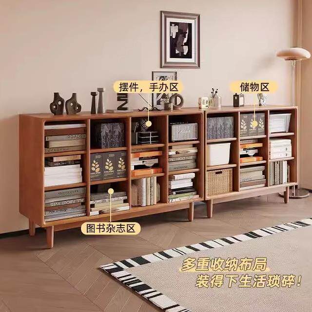 书架落地置物架一体靠墙书柜收纳柜实木儿童墙边小窄柜组合幼儿园